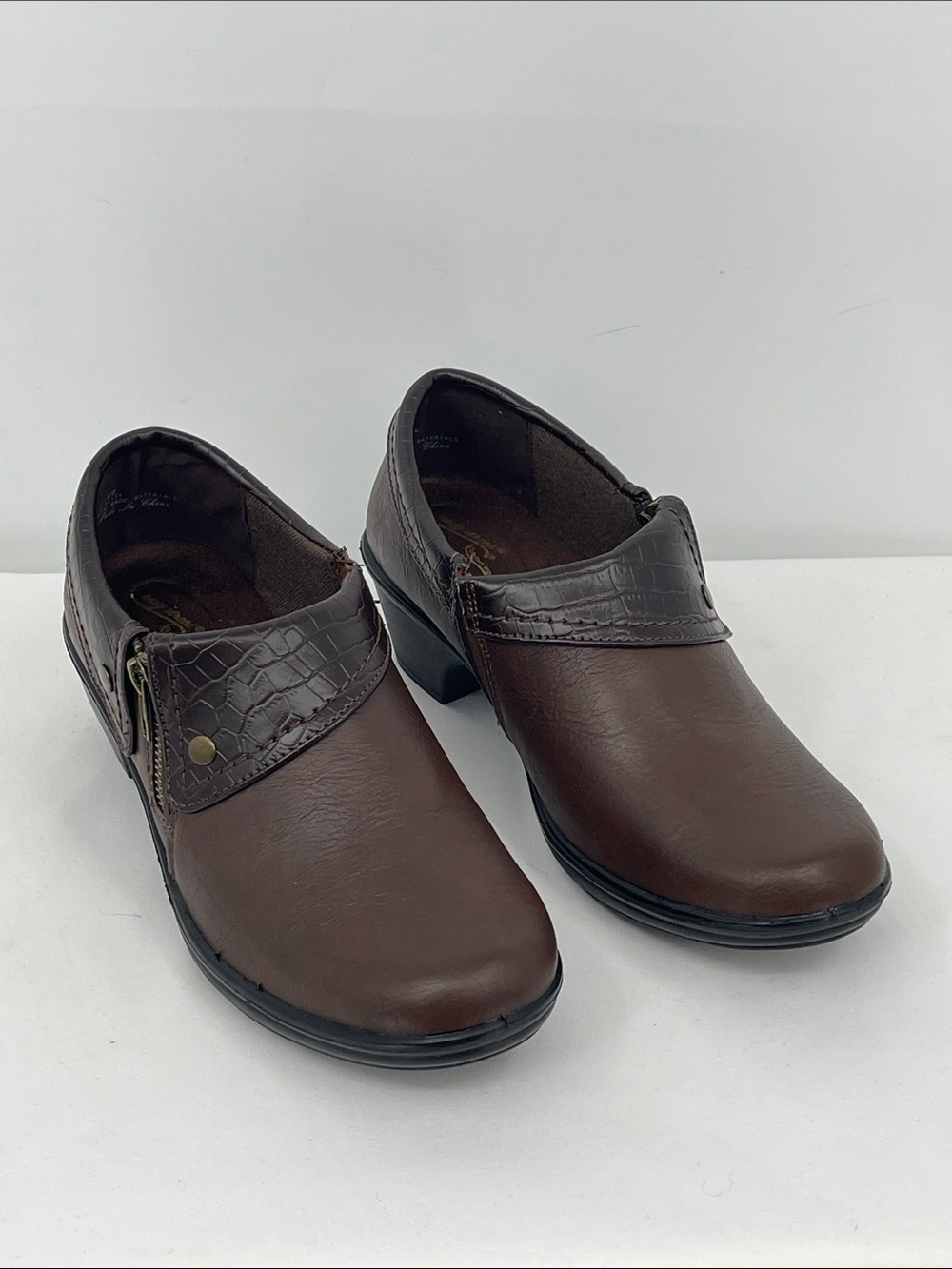 Easy Street, Brown Croc-Accent Comfort Mules WOMENS SIZE 8.5 WW